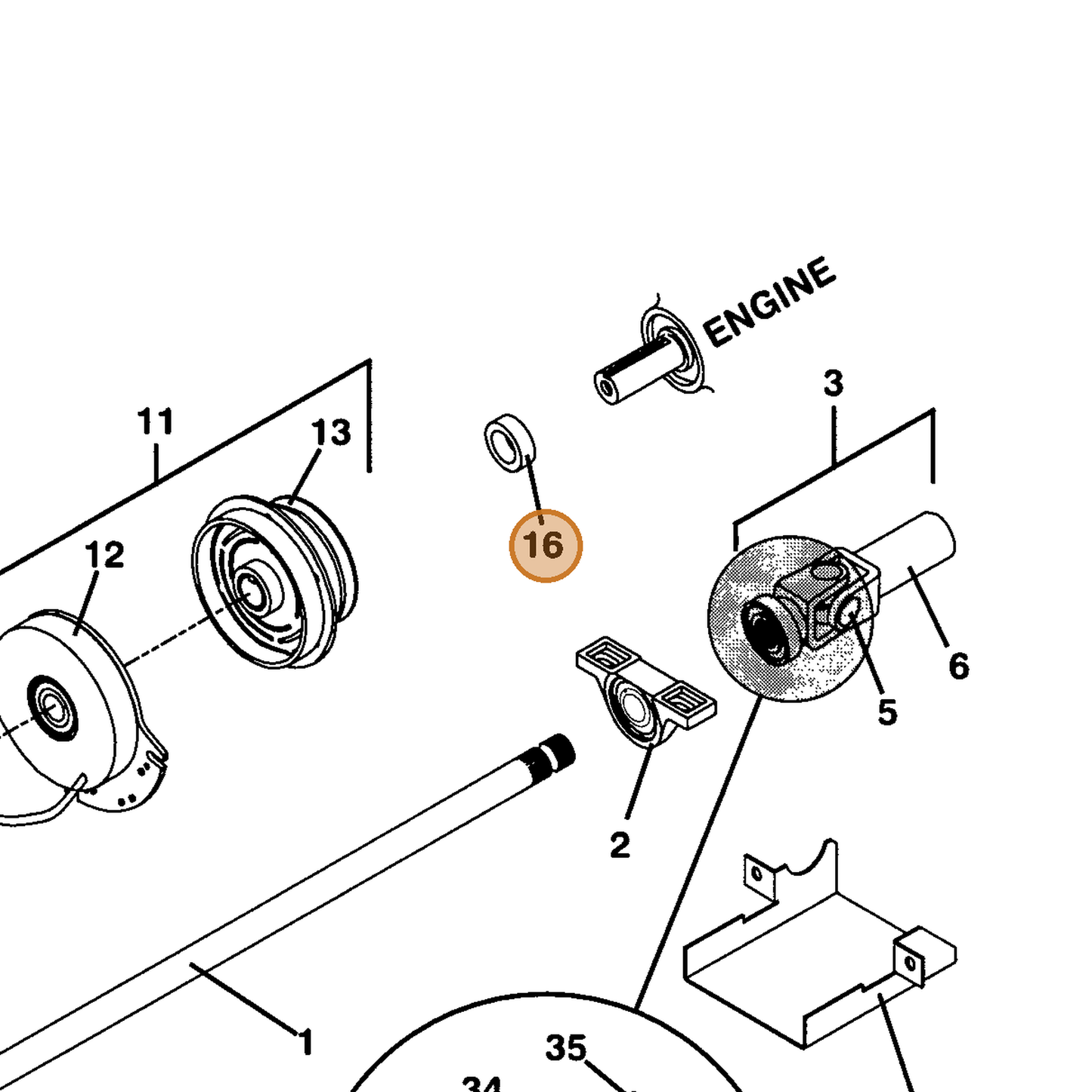 Grasshopper part 902588 — IPL diagram snippet (6x zoom, amber highlight)