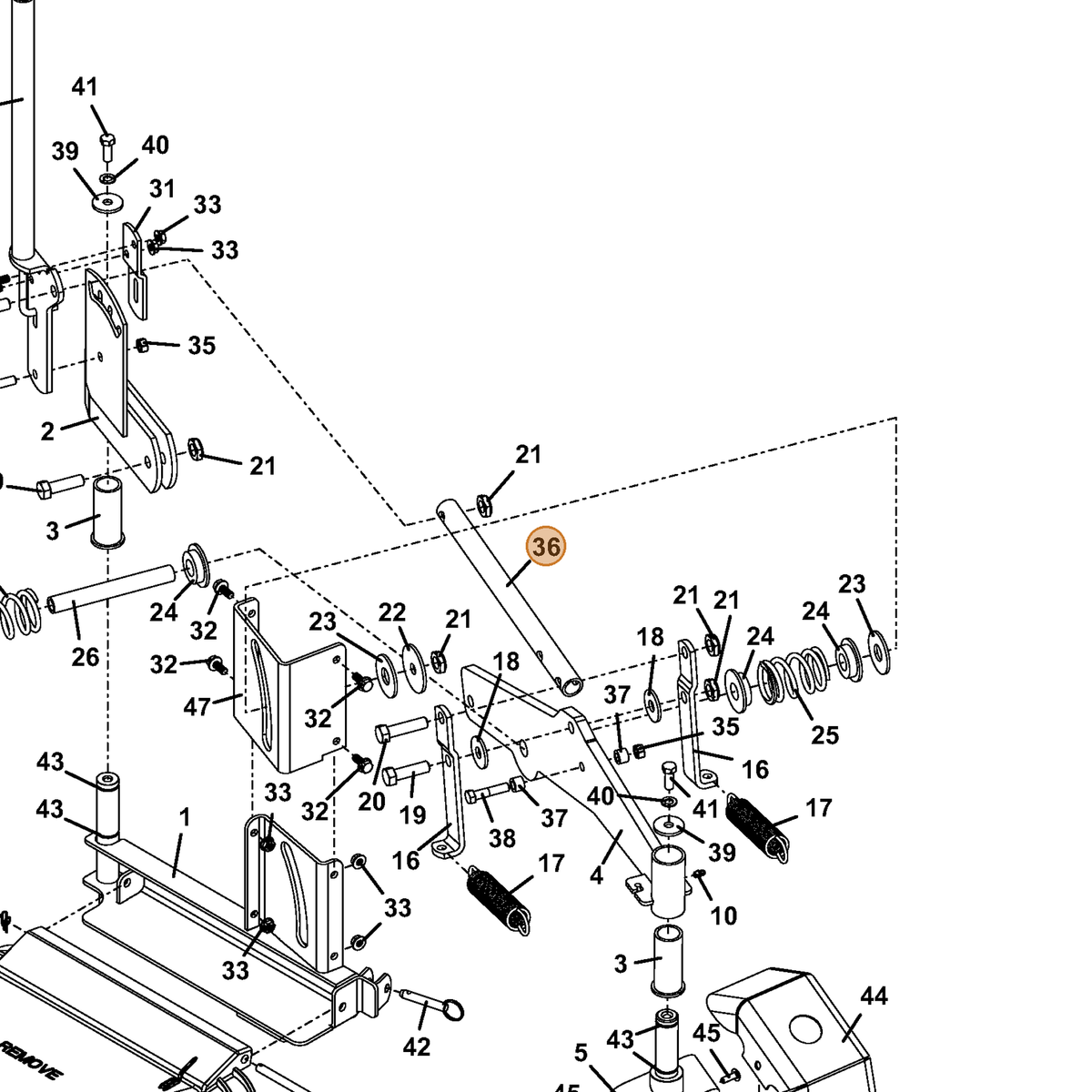 Grasshopper part 942350 — IPL diagram snippet (6x zoom, amber highlight)