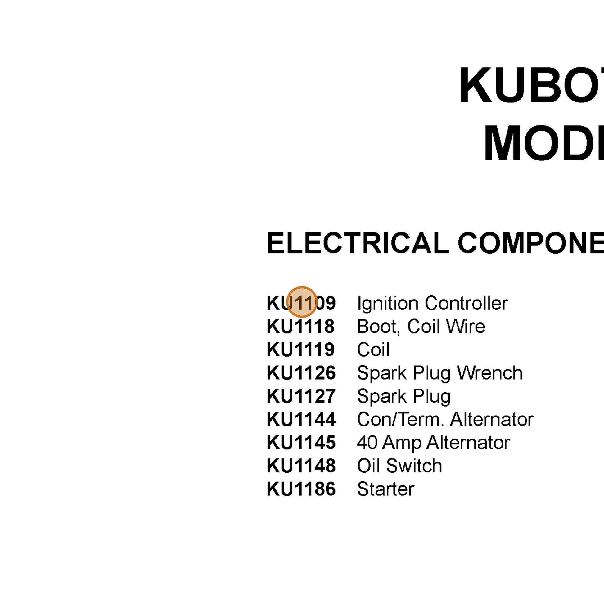 Grasshopper part KU1109 — IPL diagram snippet (6x zoom, amber highlight)