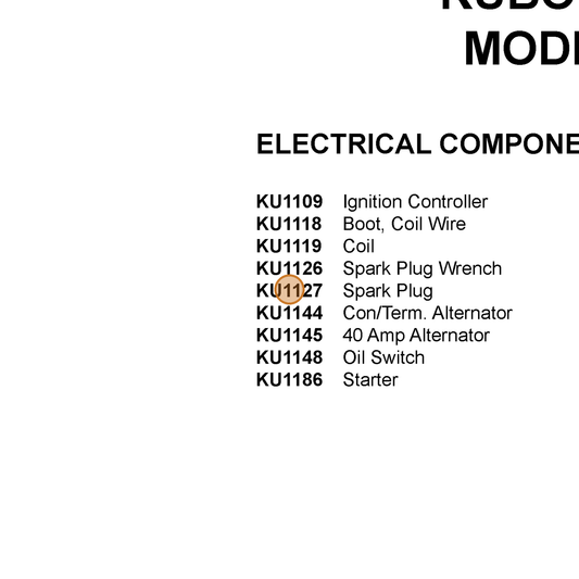Grasshopper part KU1127 — IPL diagram snippet (6x zoom, amber highlight)