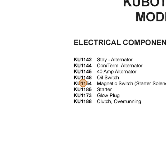 Grasshopper part KU1154 — IPL diagram snippet (6x zoom, amber highlight)