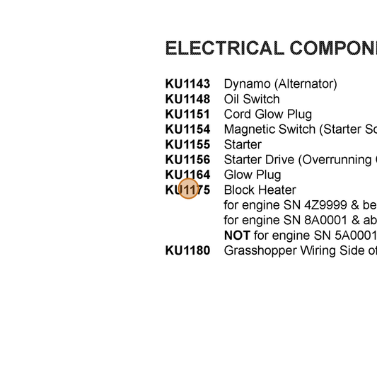 Grasshopper part KU1175 — IPL diagram snippet (6x zoom, amber highlight)