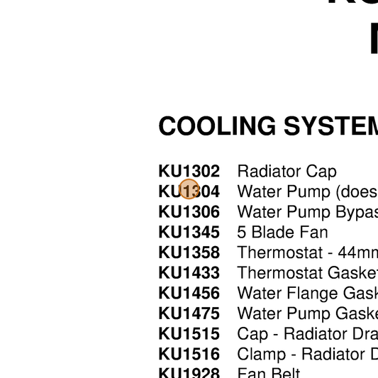 Grasshopper part KU1304 — IPL diagram snippet (6x zoom, amber highlight)
