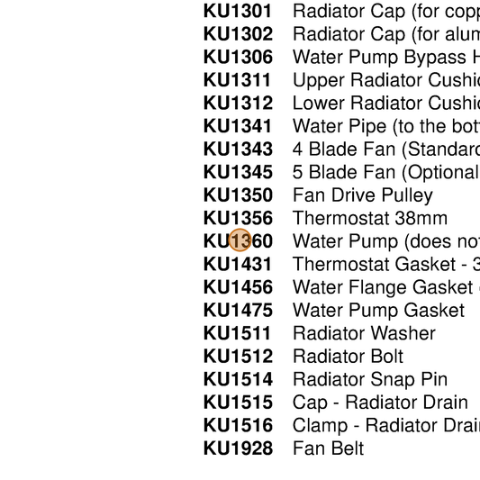 Grasshopper part KU1360 — IPL diagram snippet (6x zoom, amber highlight)