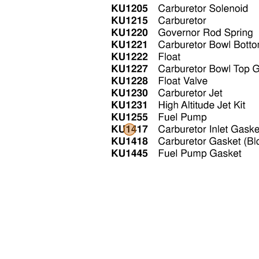 Grasshopper part KU1417 — IPL diagram snippet (6x zoom, amber highlight)