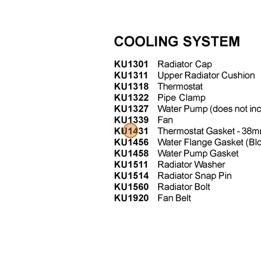 Grasshopper part KU1431 — IPL diagram snippet (6x zoom, amber highlight)