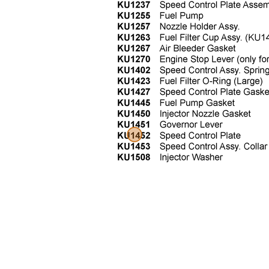 Grasshopper part KU1452 — IPL diagram snippet (6x zoom, amber highlight)