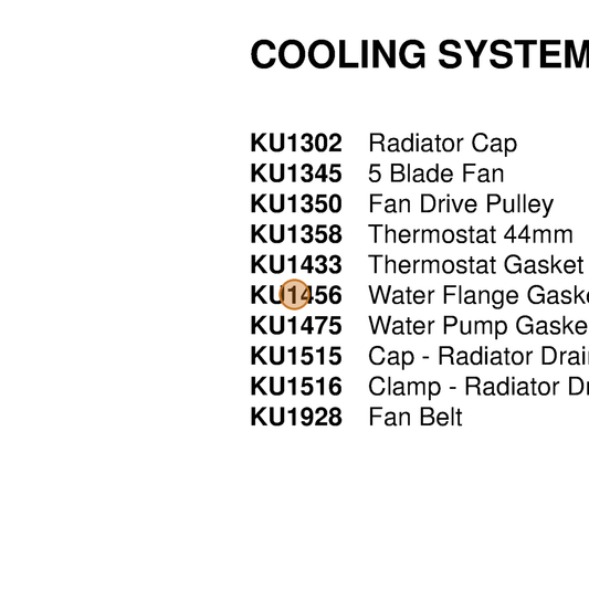 Grasshopper part KU1456 — IPL diagram snippet (6x zoom, amber highlight)