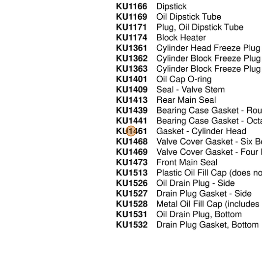 Grasshopper part KU1461 — IPL diagram snippet (6x zoom, amber highlight)