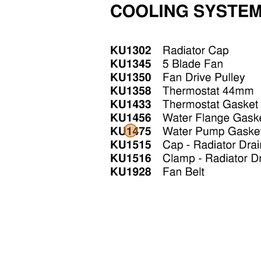 Grasshopper part KU1475 — IPL diagram snippet (6x zoom, amber highlight)