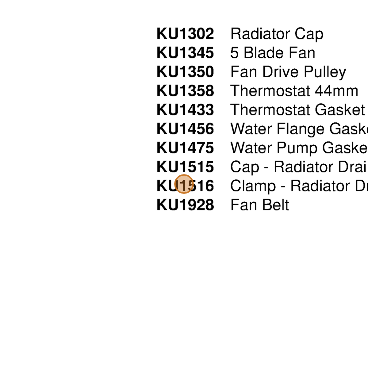 Grasshopper part KU1516 — IPL diagram snippet (6x zoom, amber highlight)