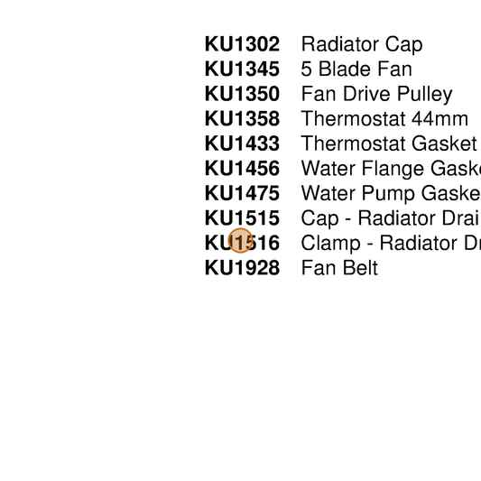 Grasshopper part KU1516 — IPL diagram snippet (6x zoom, amber highlight)