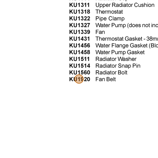 Grasshopper part KU1920 — IPL diagram snippet (6x zoom, amber highlight)