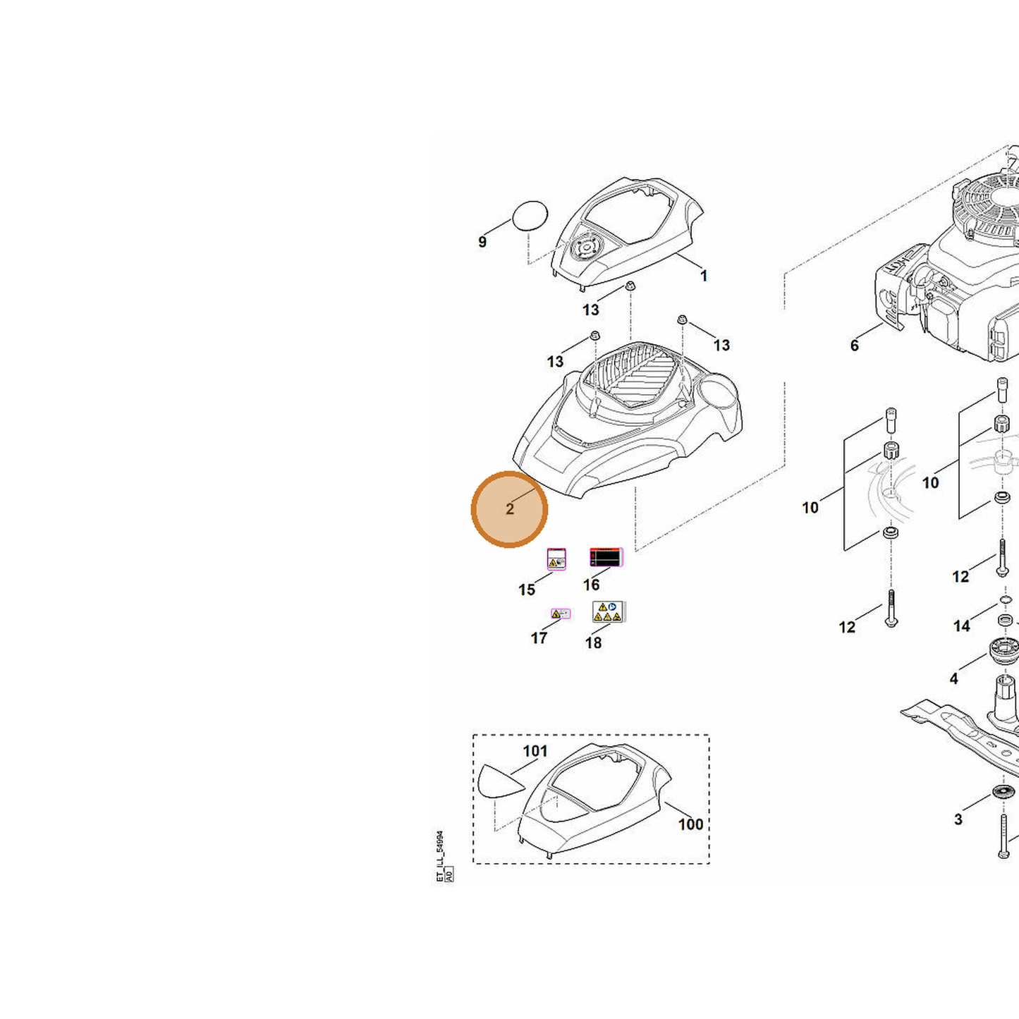 STIHL part 0000-082-0428 — IPL diagram snippet (6x zoom, amber highlight)