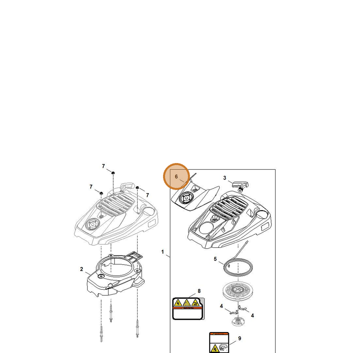 STIHL part 0000-082-0450 — IPL diagram snippet (6x zoom, amber highlight)
