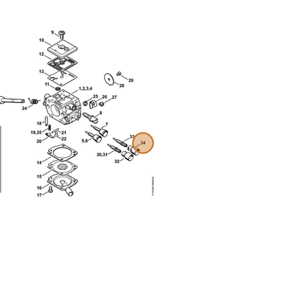 STIHL part 0000-121-2703 — IPL diagram snippet (6x zoom, amber highlight)