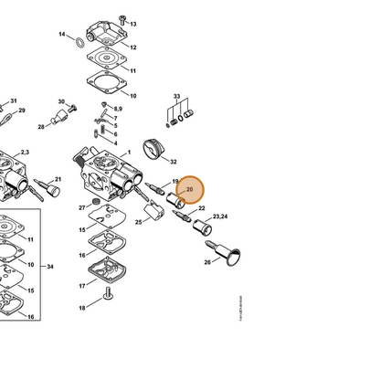 STIHL part 0000-121-2704 — IPL diagram snippet (6x zoom, amber highlight)