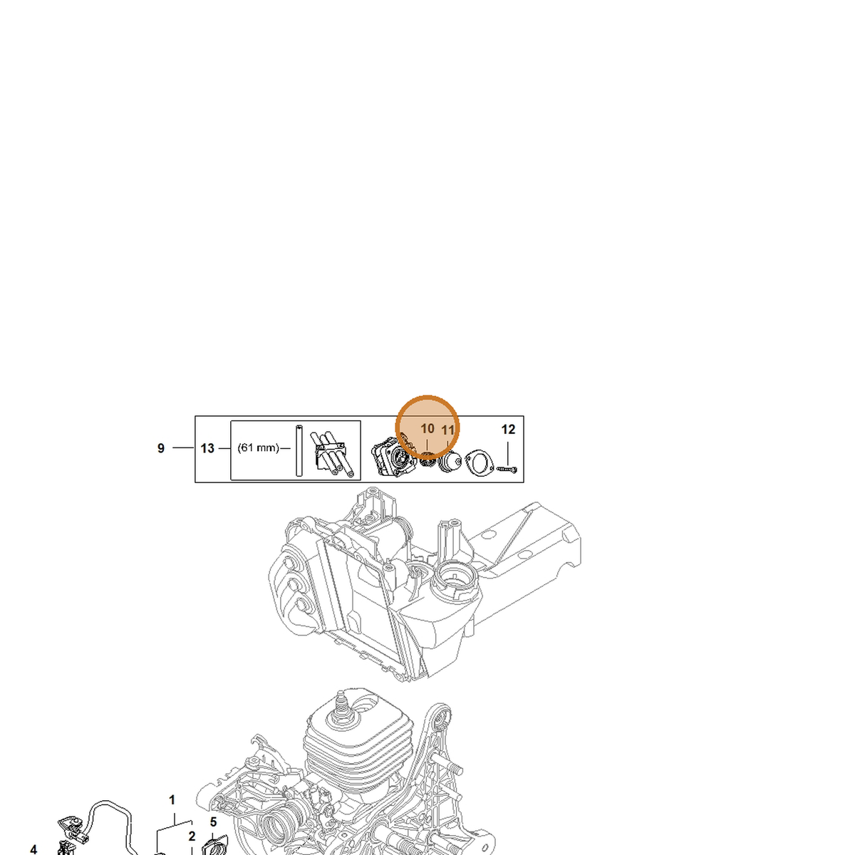 STIHL part 0000-122-3000 — IPL diagram snippet (6x zoom, amber highlight)