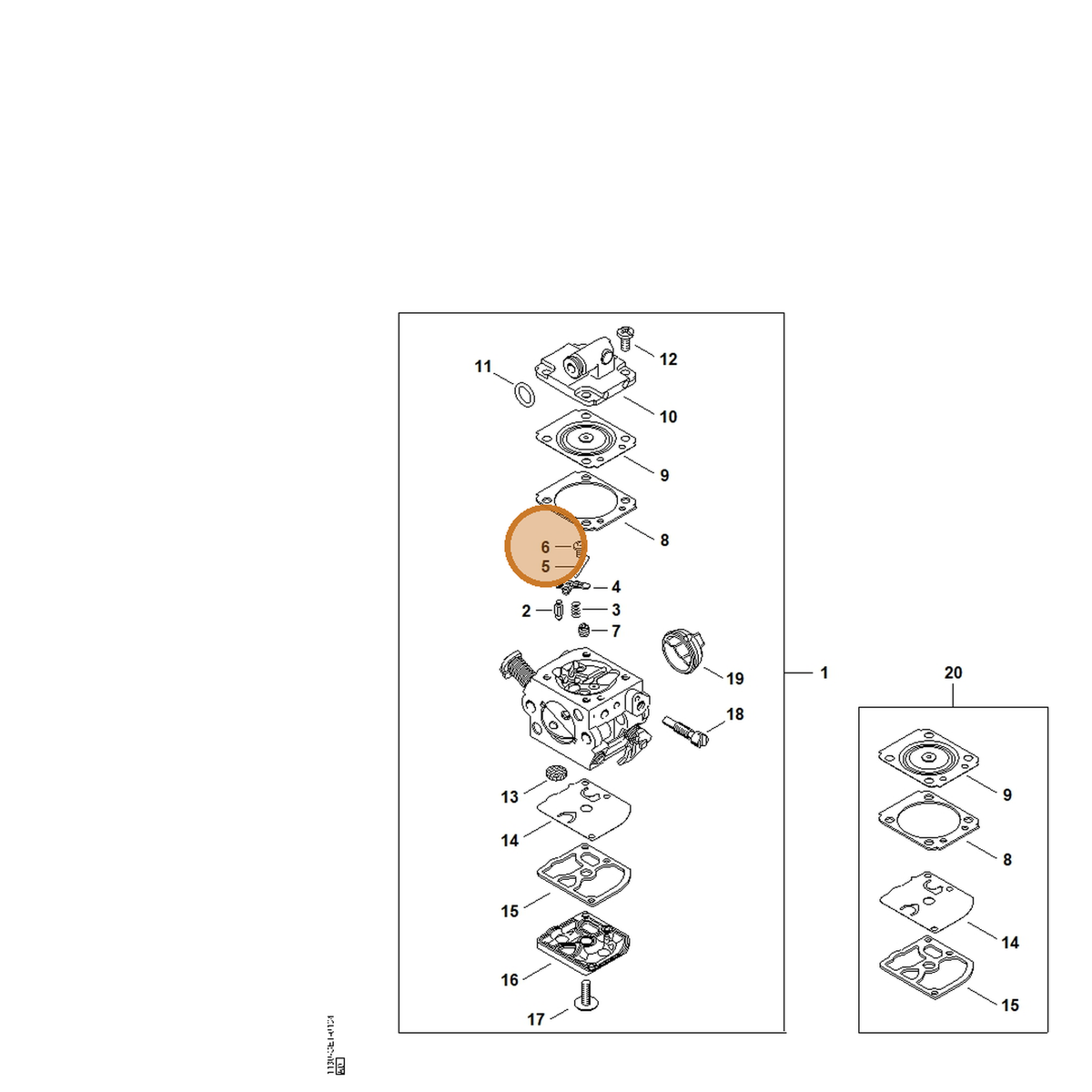 STIHL part 0000-122-7101 — IPL diagram snippet (6x zoom, amber highlight)