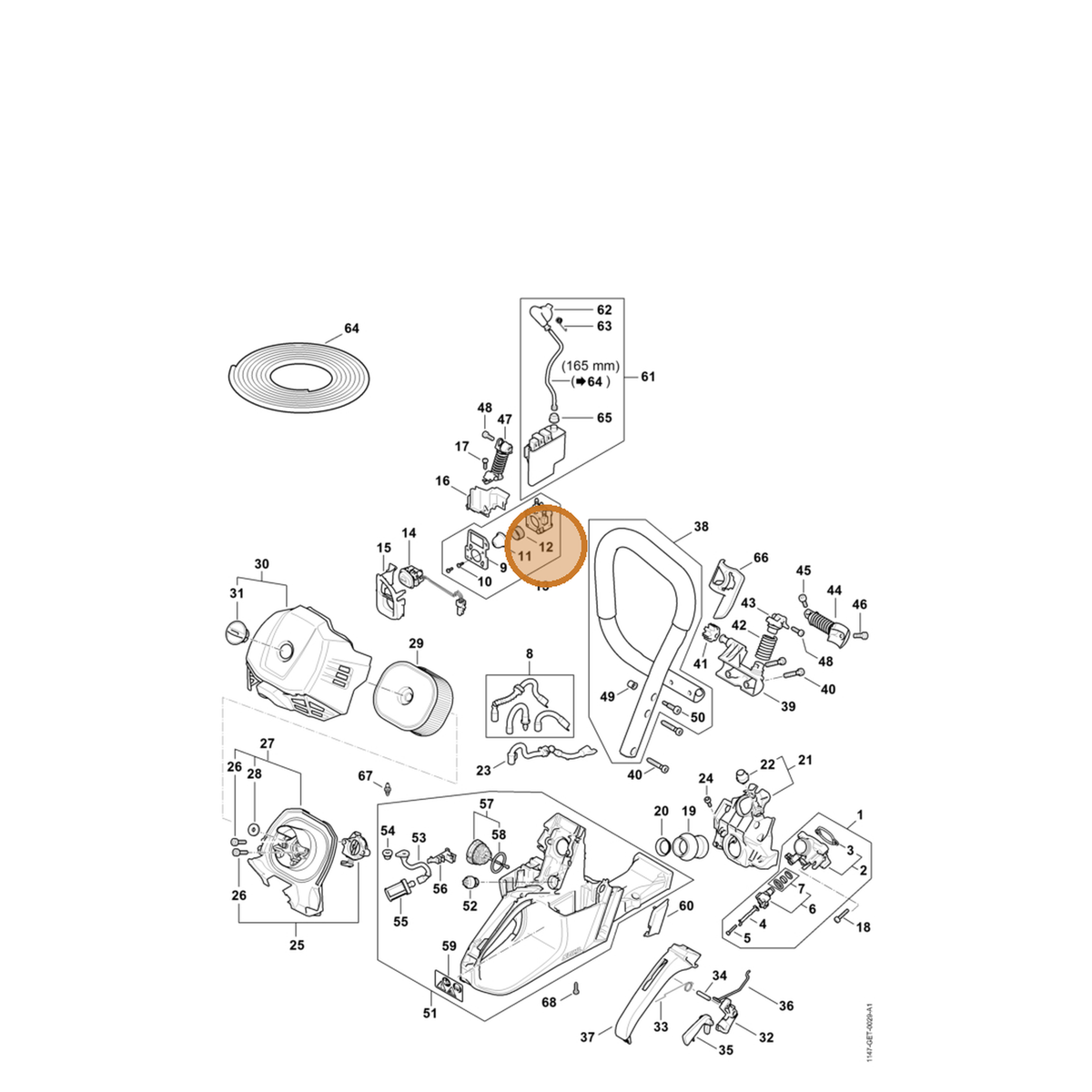 STIHL part 0000-132-0200 — IPL diagram snippet (6x zoom, amber highlight)