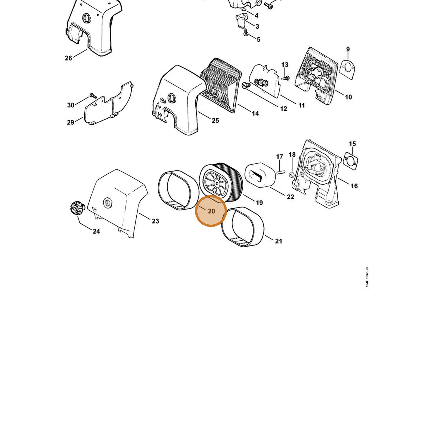 STIHL part 0000-141-0601 — IPL diagram snippet (6x zoom, amber highlight)