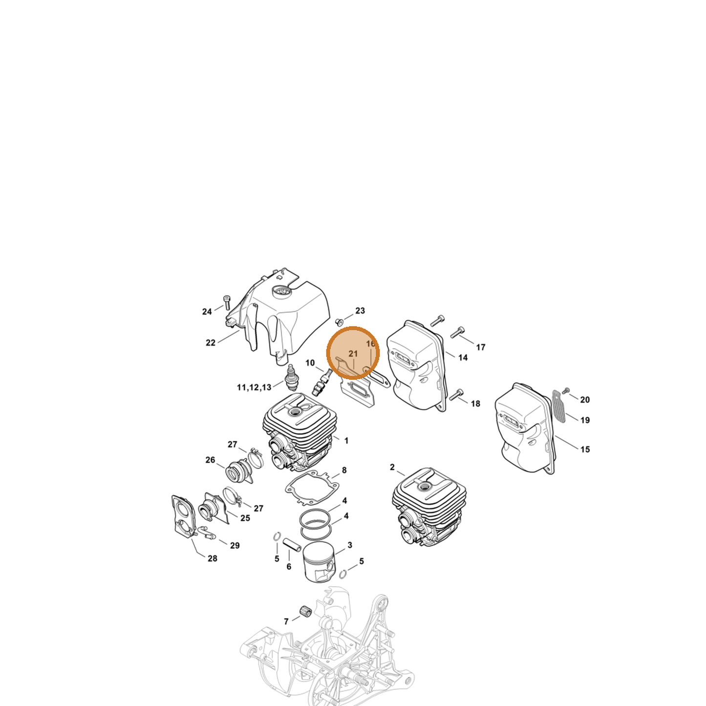 STIHL part 0000-141-3200 — IPL diagram snippet (6x zoom, amber highlight)