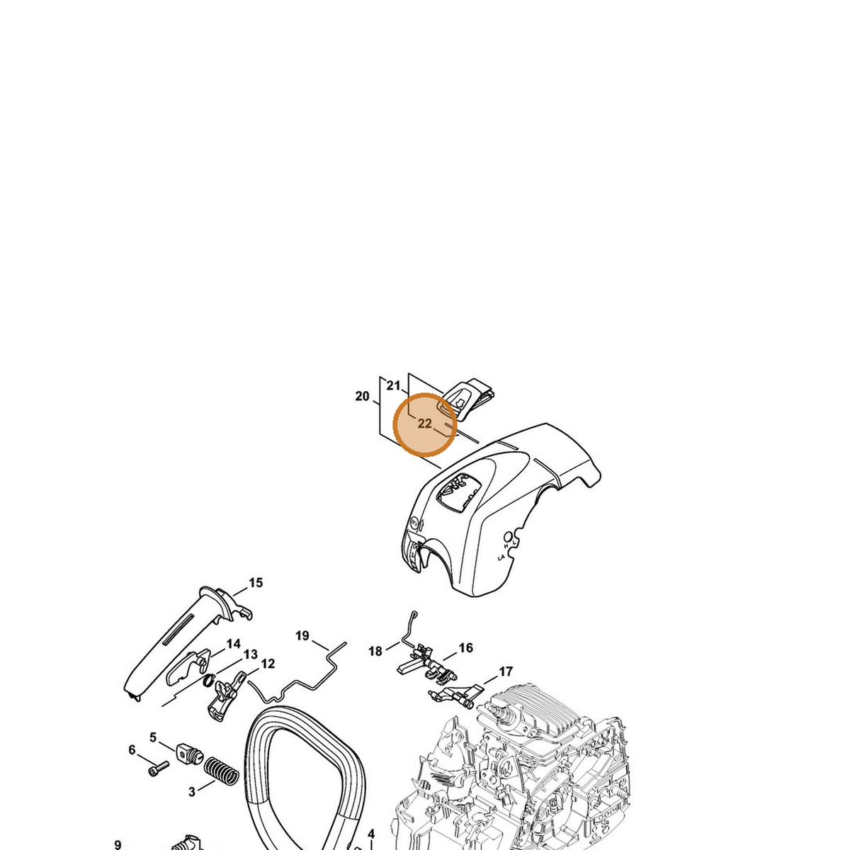 STIHL part 0000-141-4900 — IPL diagram snippet (6x zoom, amber highlight)