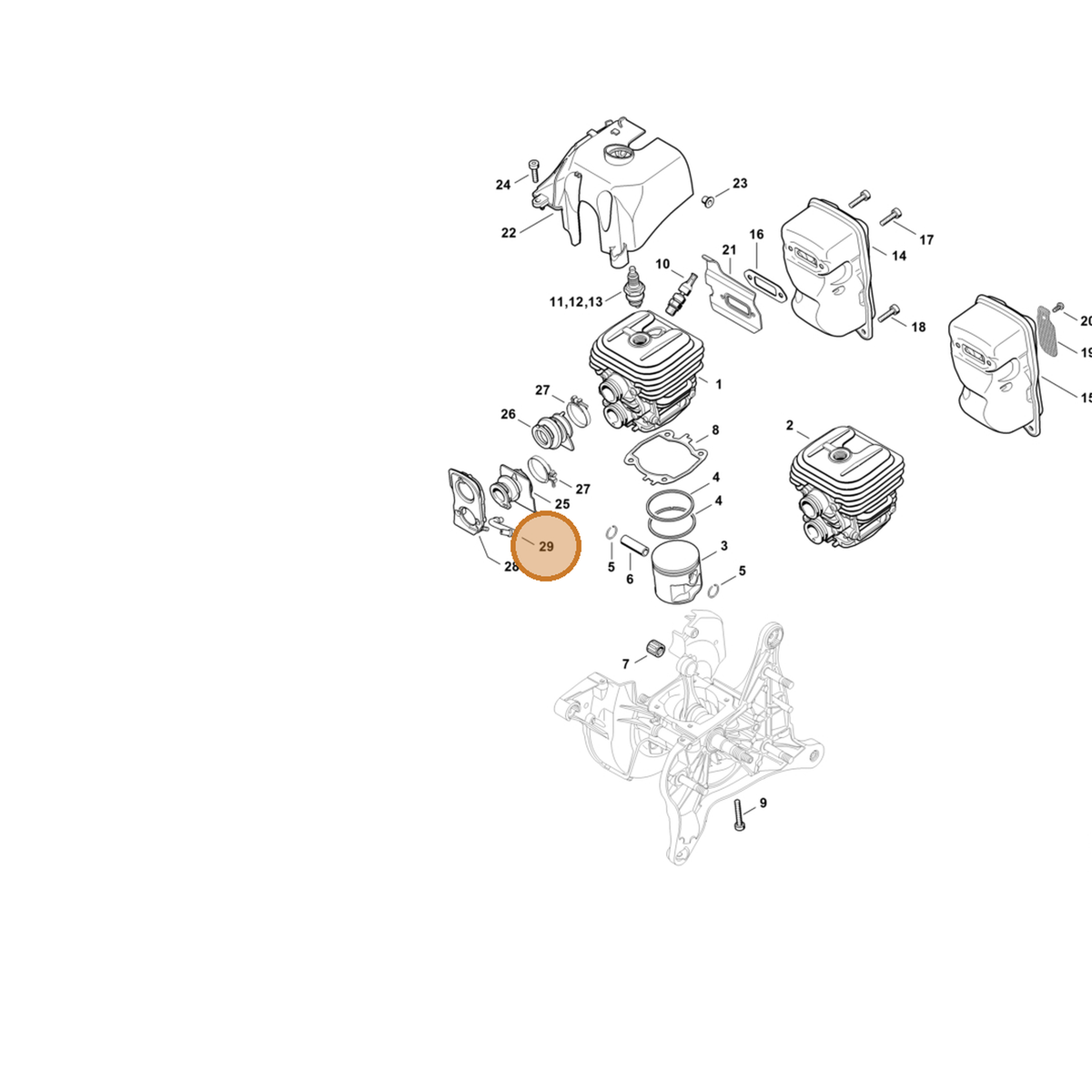 STIHL part 0000-141-8600 — IPL diagram snippet (6x zoom, amber highlight)