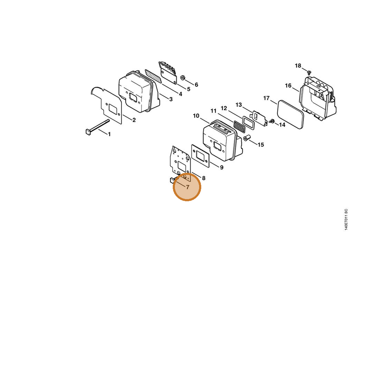 STIHL part 0000-148-1200 — IPL diagram snippet (6x zoom, amber highlight)