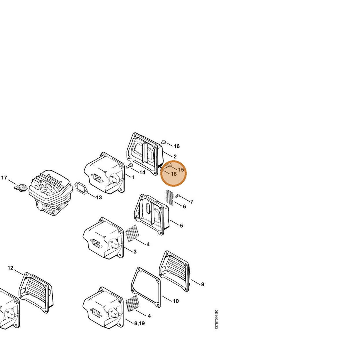 STIHL part 0000-148-6000 — IPL diagram snippet (6x zoom, amber highlight)