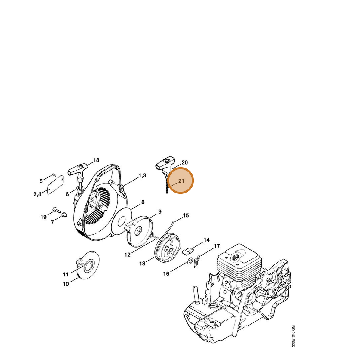 STIHL part 0000-190-2901 — IPL diagram snippet (6x zoom, amber highlight)
