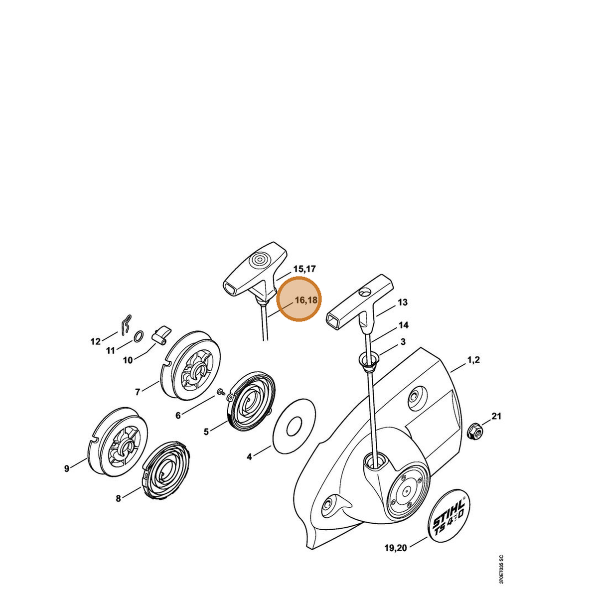 STIHL part 0000-190-2902 — IPL diagram snippet (6x zoom, amber highlight)