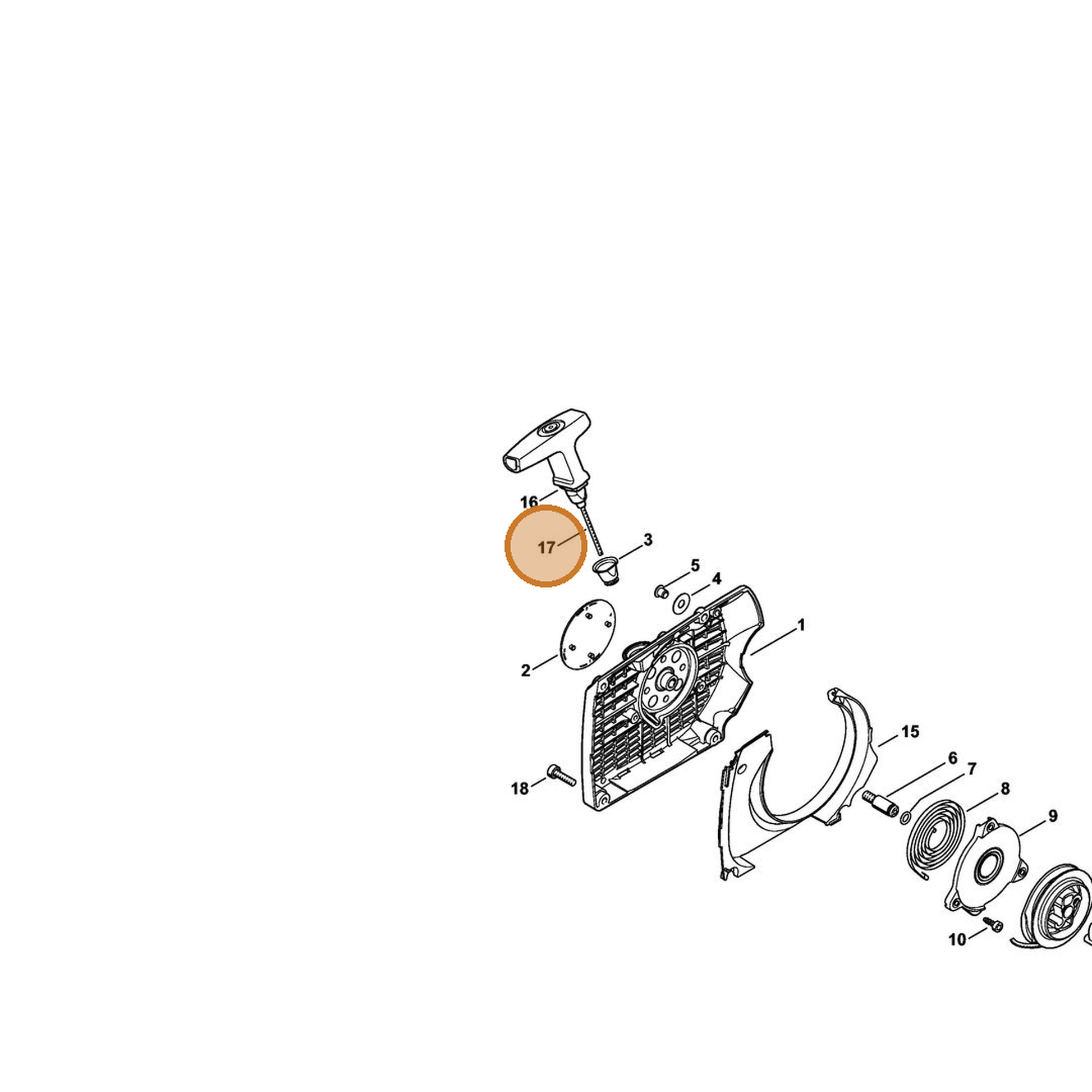 STIHL part 0000-190-2905 — IPL diagram snippet (6x zoom, amber highlight)