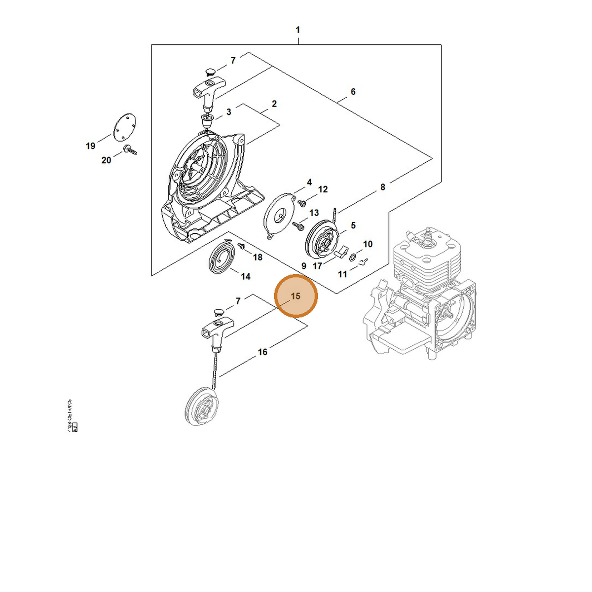 STIHL part 0000-190-3400 — IPL diagram snippet (6x zoom, amber highlight)