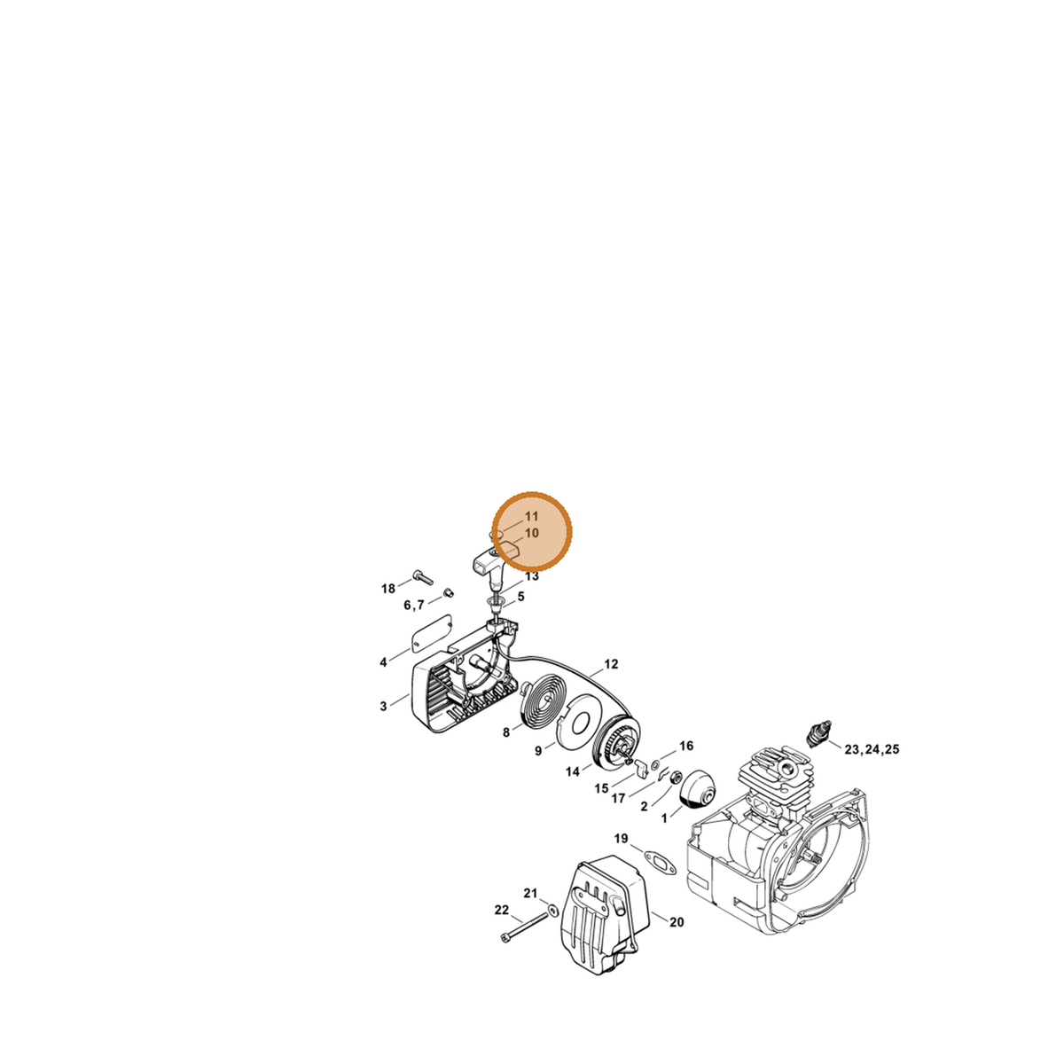 STIHL part 0000-190-3405 — IPL diagram snippet (6x zoom, amber highlight)
