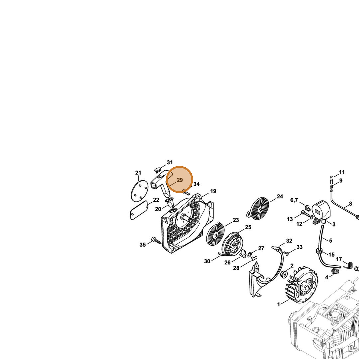 STIHL part 0000-190-3409 — IPL diagram snippet (6x zoom, amber highlight)