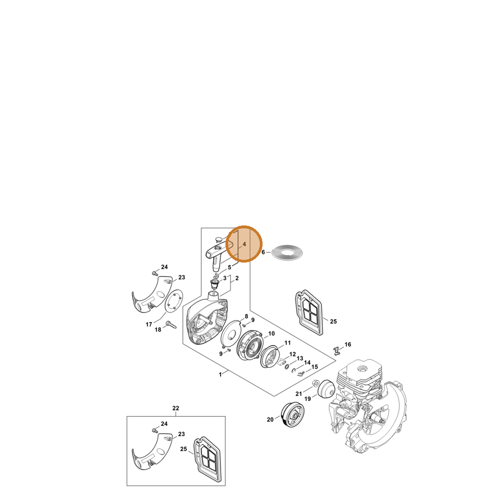 STIHL part 0000-190-3501 — IPL diagram snippet (6x zoom, amber highlight)