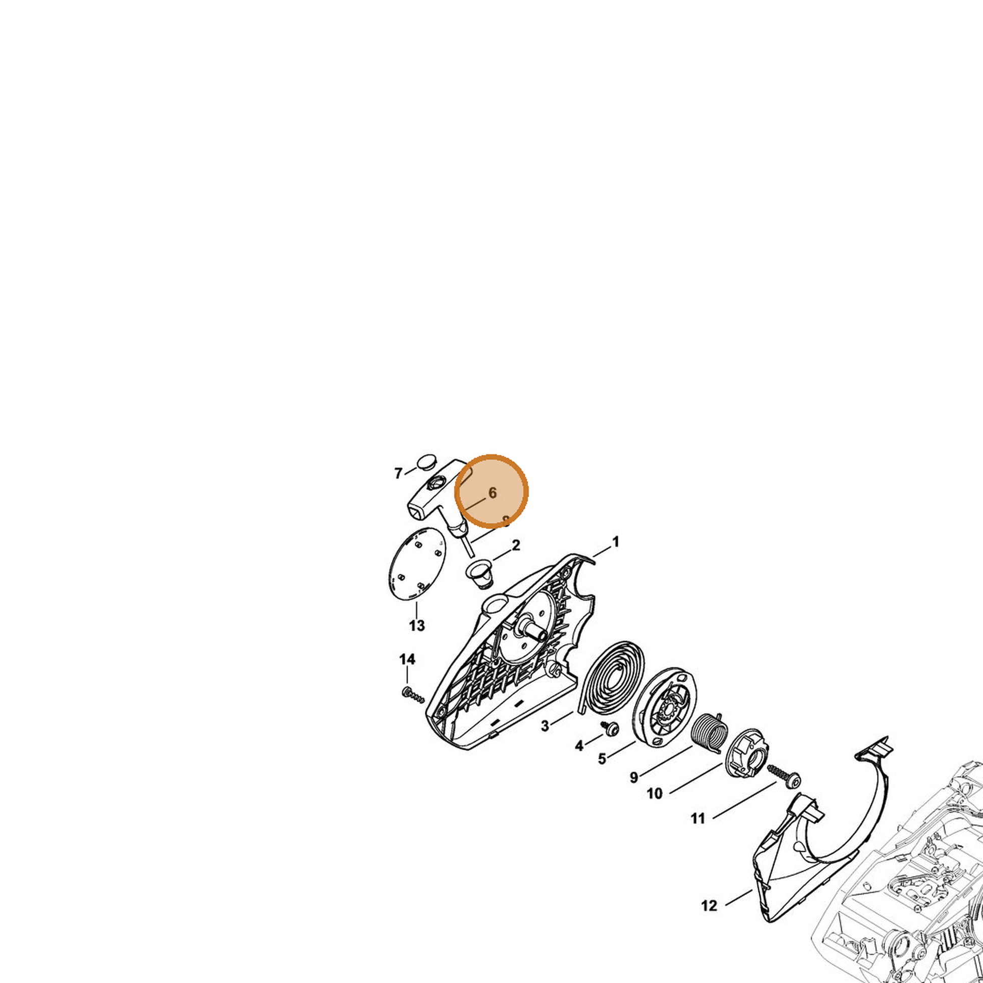 STIHL part 0000-190-3502 — IPL diagram snippet (6x zoom, amber highlight)