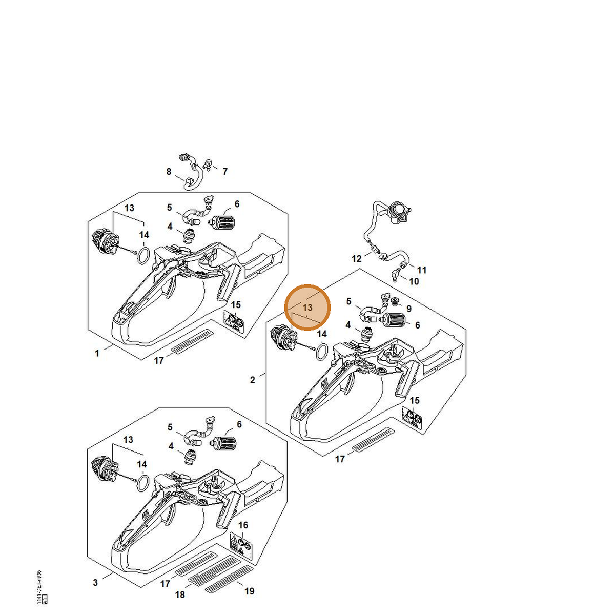 STIHL part 0000-350-0532 — IPL diagram snippet (6x zoom, amber highlight)