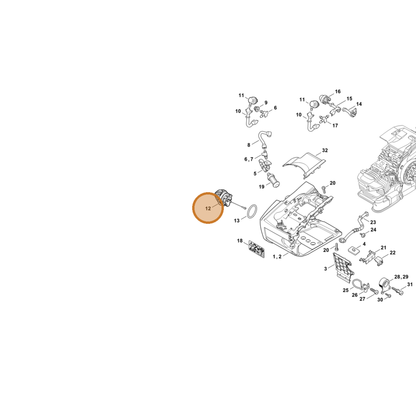 STIHL part 0000-350-0534 — IPL diagram snippet (6x zoom, amber highlight)