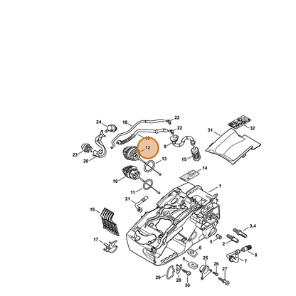 STIHL part 0000-350-0563 — IPL diagram snippet (6x zoom, amber highlight)