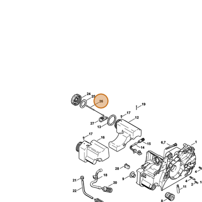 STIHL part 0000-350-0905 — IPL diagram snippet (6x zoom, amber highlight)