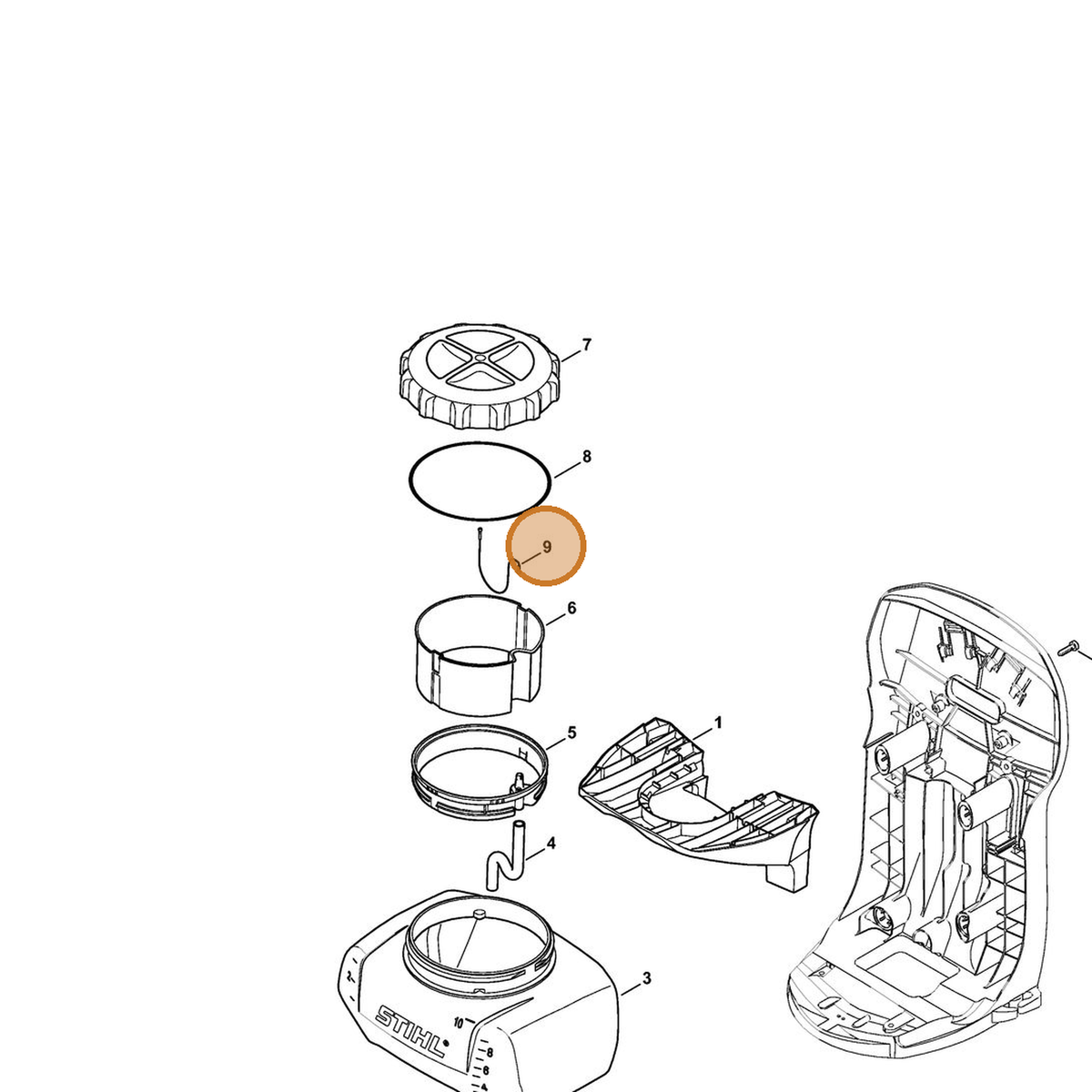 STIHL part 0000-350-0906 — IPL diagram snippet (6x zoom, amber highlight)