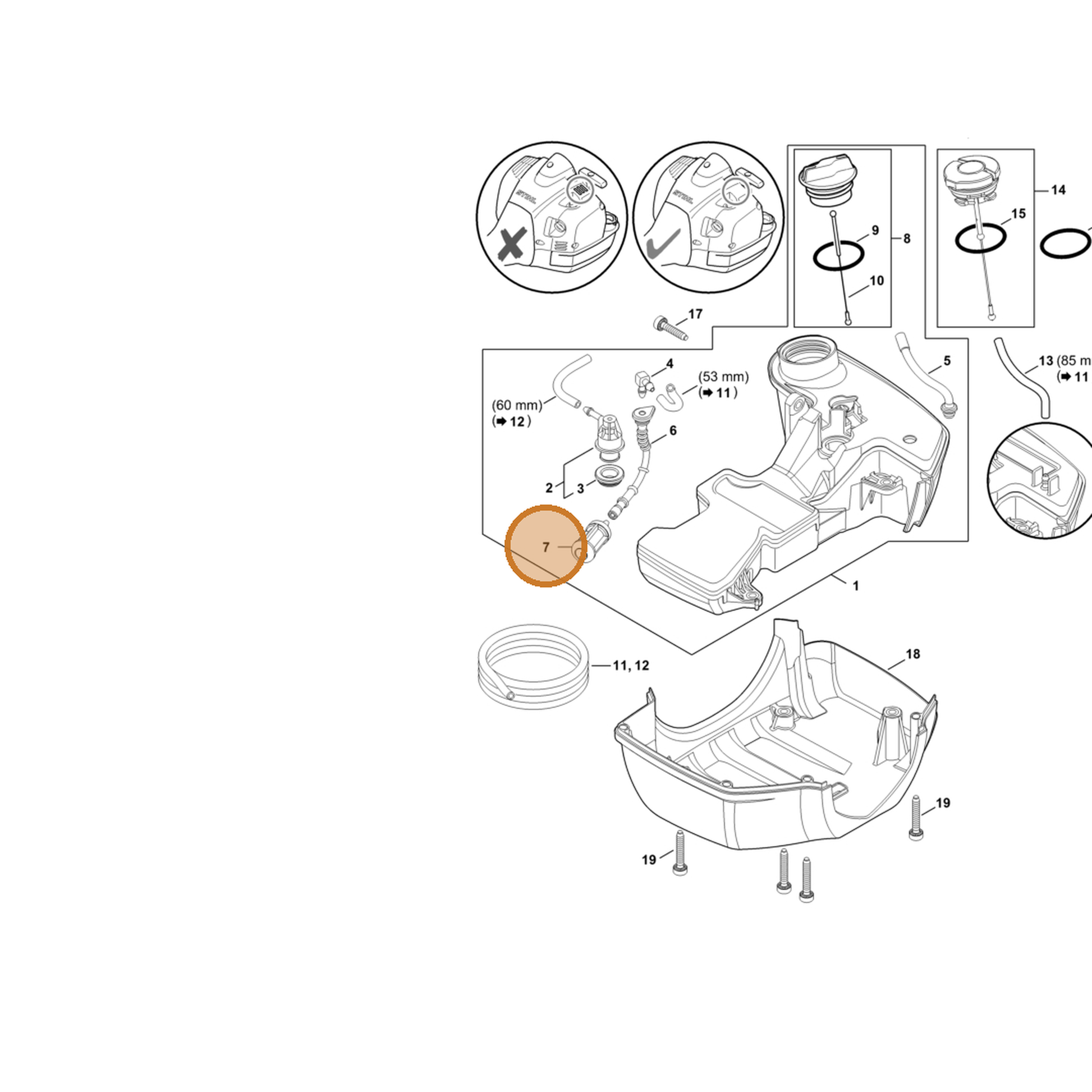 STIHL part 0000-350-3521 — IPL diagram snippet (6x zoom, amber highlight)