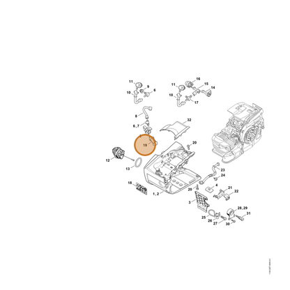 STIHL part 0000-350-3522 — IPL diagram snippet (6x zoom, amber highlight)