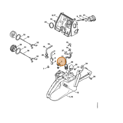 STIHL part 0000-350-5802 — IPL diagram snippet (6x zoom, amber highlight)