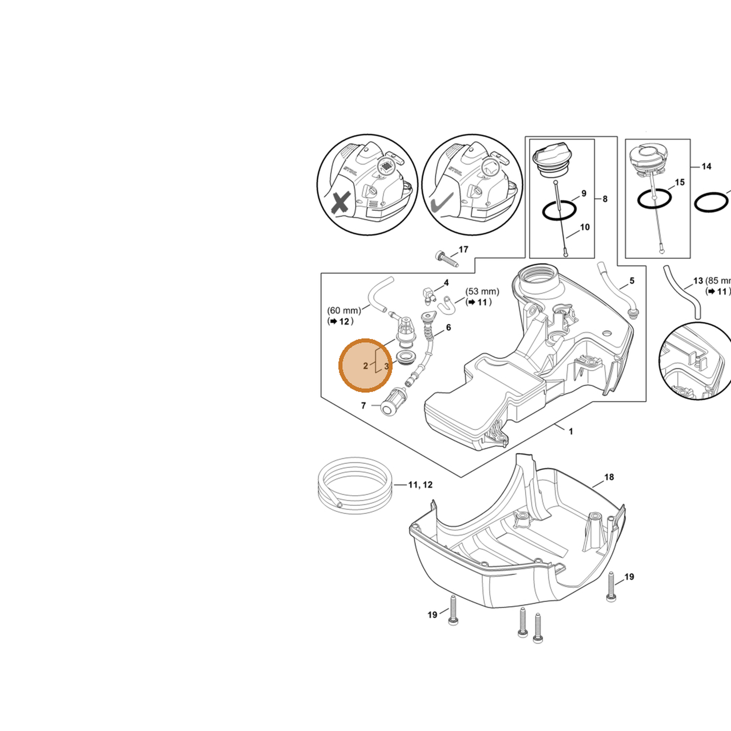 STIHL part 0000-350-5812 — IPL diagram snippet (6x zoom, amber highlight)