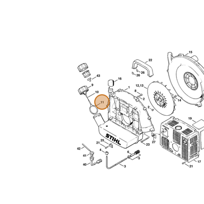 STIHL part 0000-353-0701 — IPL diagram snippet (6x zoom, amber highlight)