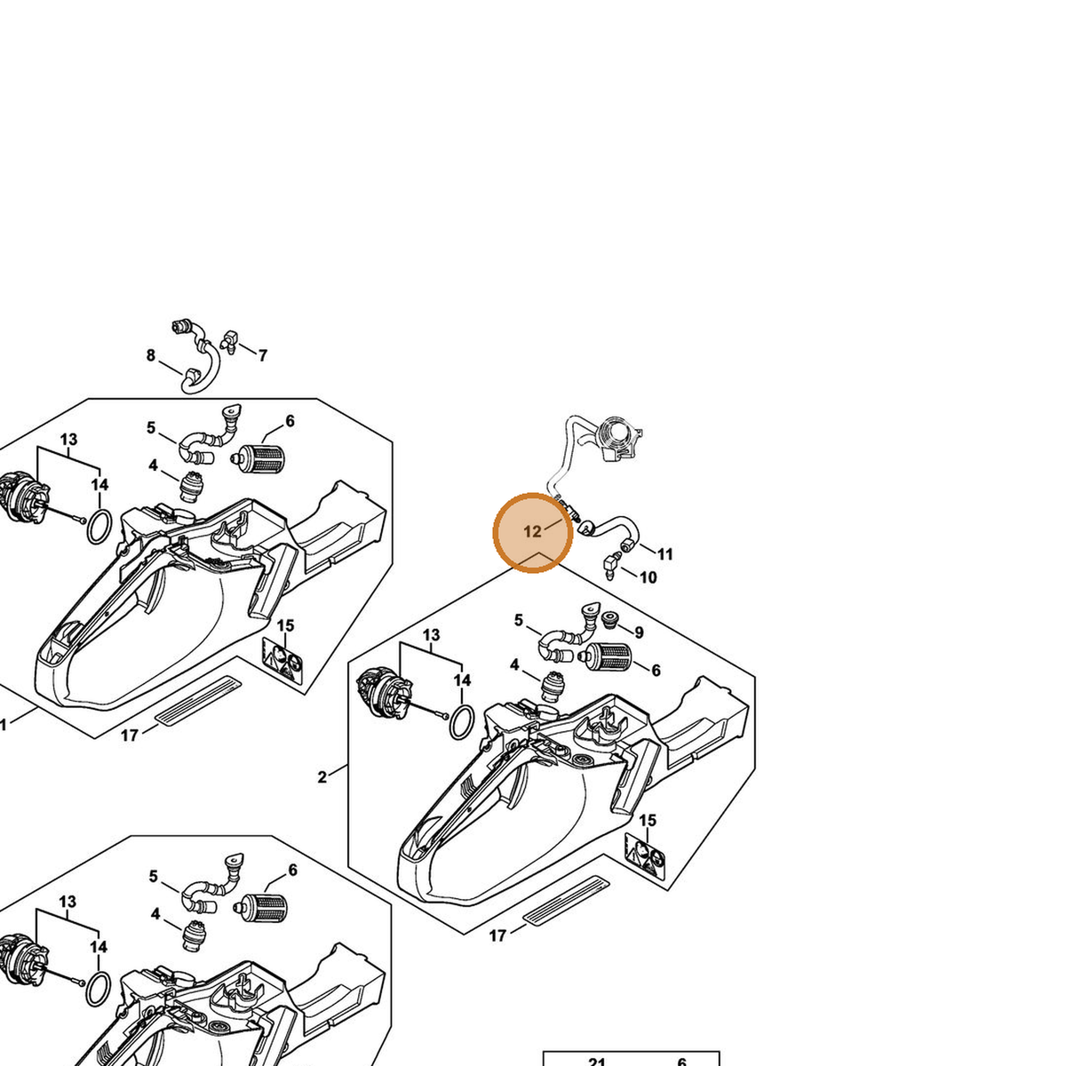 STIHL part 0000-353-2600 — IPL diagram snippet (6x zoom, amber highlight)