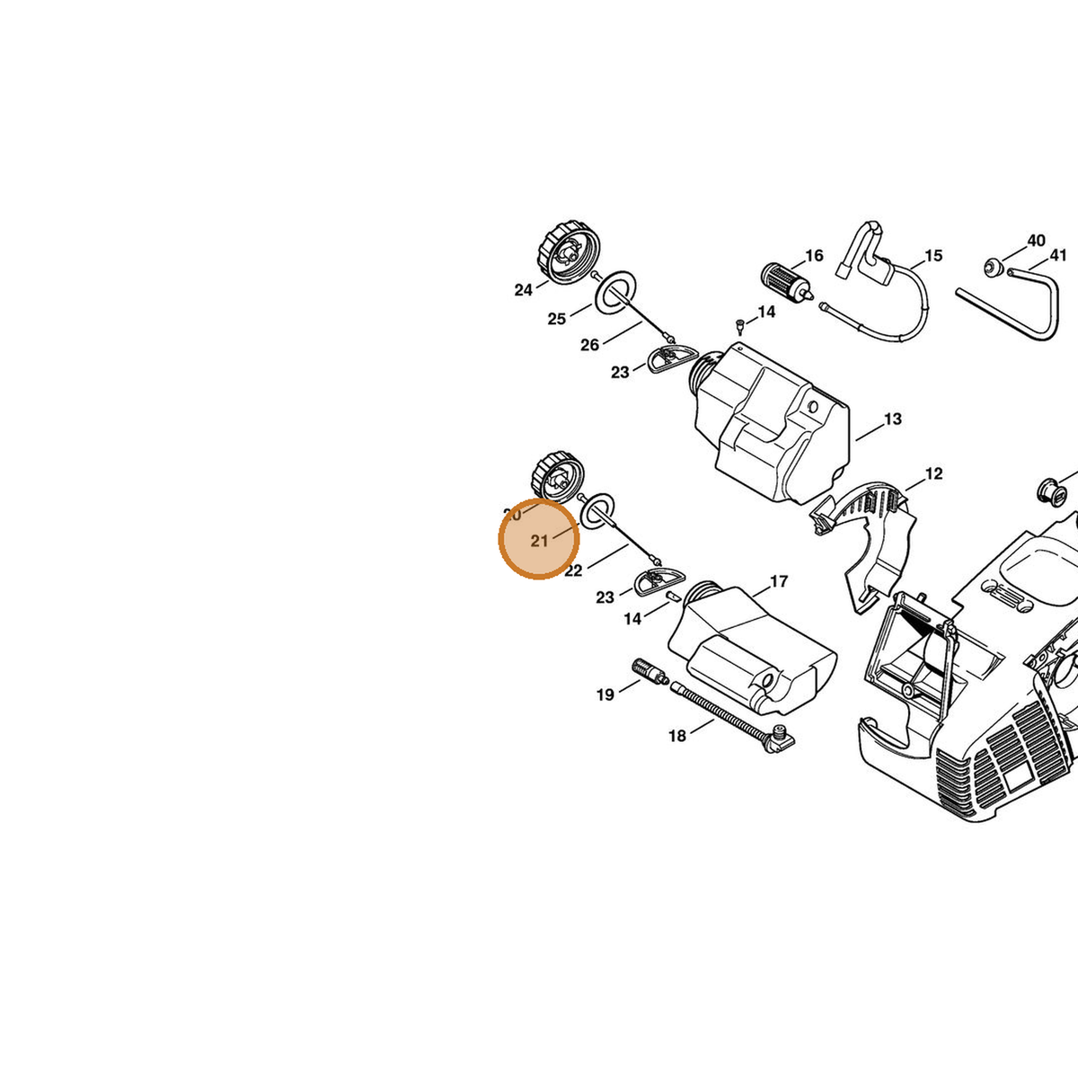 STIHL part 0000-359-1201 — IPL diagram snippet (6x zoom, amber highlight)